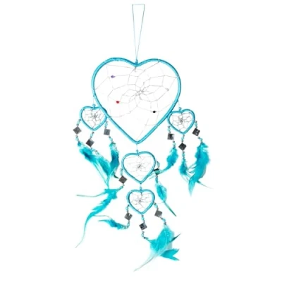 Abbildung von Großes 50cm x 16cm Traumfänger Dreamcatcher Knall Türkises Herz Türkis Silber Spiegel
