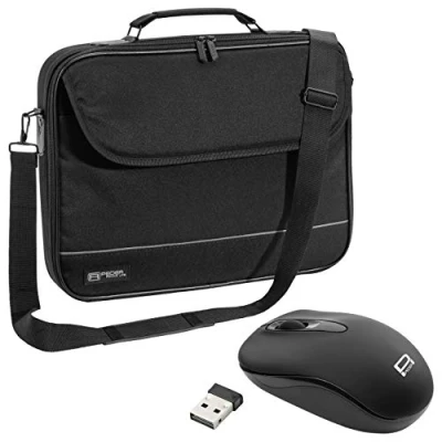 Abbildung von PEDEA Laptoptasche &quot;Fair&quot; Notebook Tasche bis 14,1 Zoll (35,8 cm) Umhängetasche mit Schultergurt inkl. Schnurloser Maus, Schwarz