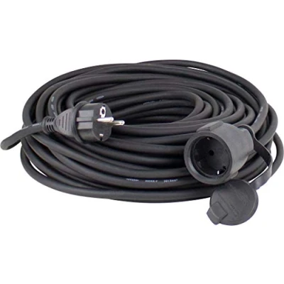 Abbildung von as Schwabe Gummi Verlängerungsleitung 25 m Kabel mit Schutzkontaktstecker, Schutzkontaktkupplung inkl. Schutzkappe ­ 230 V / 16 A Verlängerungskabel IP44 Made in Germany Schwarz, 60384