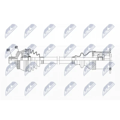 Abbildung von NTY NPW AU 015 Antriebswelle Vorderachse, Vorderachse links, rechts 525 CVT Automatikgetriebe (Stufenlos) AUDI: A4 B7 Avant