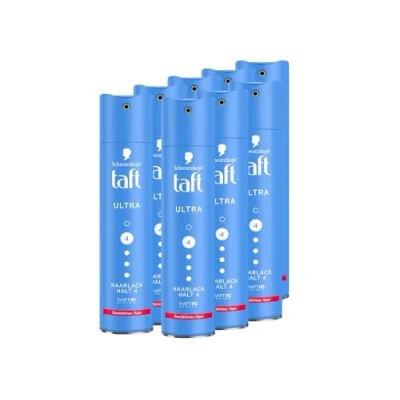 Abbildung von Schwarzkopf Taft Haarlack Ultra (8x 250ml), Haltegrad 4 Haarstyling, Haarspray für alle Haartypen, gestärktes Haar, vegane Formel*