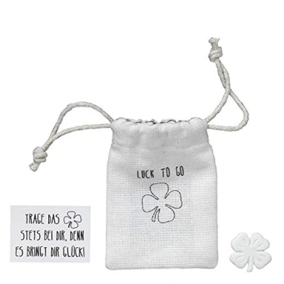 Abbildung von Räder Kleiner Taschenbegleiter Luck to Go, Kleeblatt weiß, Maße Beutel: 8 x 6 cm, Figur: 2,4 2,2 cm