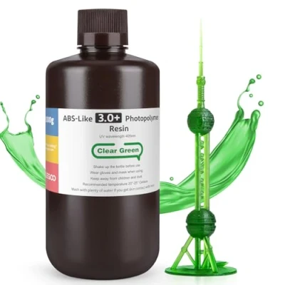 Abbildung von ELEGOO ABS Like Resin 3.0 Plus, 3D Drucker 405nm Rapid UV härtendes Photopolymer Harz, Hohe Präzision für LCD Klargrün 1kg