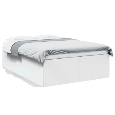 Abbildung von vidaXL Bettgestell, Bett Doppelbett für Schlafzimmer, Bettrahmen mit Lattenrost, Schlafzimmerbett Modernes Design, Weiß 135x190cm Holzwerkstoff