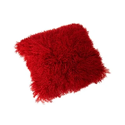 Abbildung von Reissner Lammfelle Tibet Lammfell Kissenbezug langflorig 30x30cm JAY14 Farbe dunkelrot