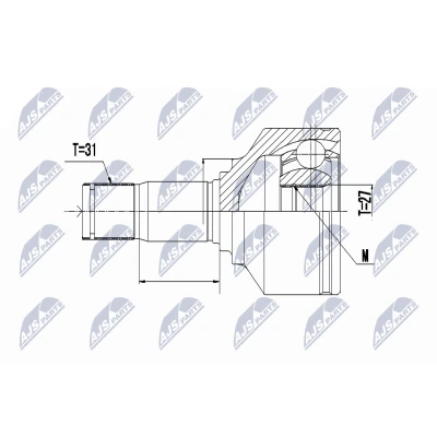 Abbildung von NTY NPW VV 095 Gelenksatz Automatikgetriebe Vorderachse links VOLVO: XC60 I, LAND ROVER: Freelander 2 SUV
