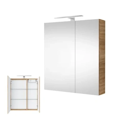Abbildung von Planetmöbel Spiegelschrank Badezimmer mit LED Beleuchtung 60 cm (Sonoma Eiche)