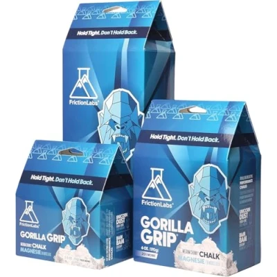 Abbildung von Friction Labs Gorilla Grip 340 g klobige Textur der Neue Standard in Kreide für Klettern, Crossfit und Powerlifting, jetzt mit 100% recycelbarer Verpackung