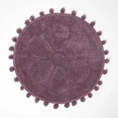 Abbildung von Badematte Runde Blume, 60 cm Badvorleger beere mit Pompons Homescapes, Höhe 20 mm, ?