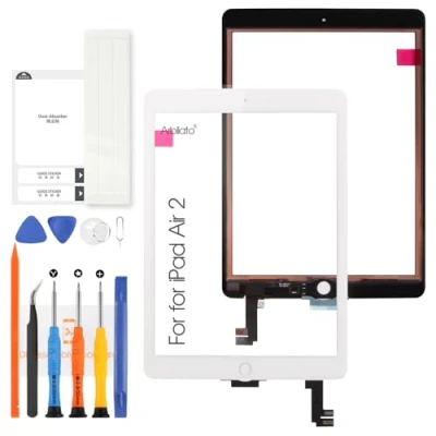 Abbildung von Arbilato Display für iPad Air 2 9,7 Zoll A1566 A1567 Touchscreen 2. Generation, Digitalisierer, Glas, Sensoren, Ersatz Set (weiß)