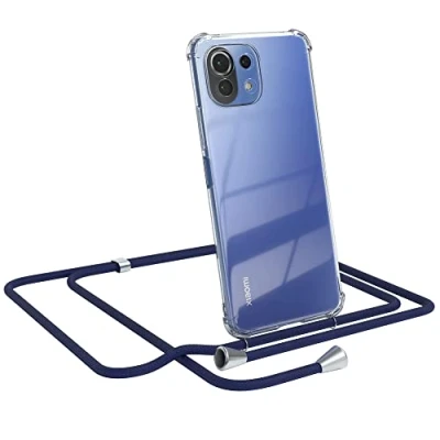 Abbildung von EAZY CASE Handykette kompatibel mit Xiaomi Mi 11 Lite/Mi Lite 5G / NE Handyhülle Umhängeband, Handykordel Schutzhülle, Silikonhülle, Hülle Band, Stylische Kette, Navy Blau