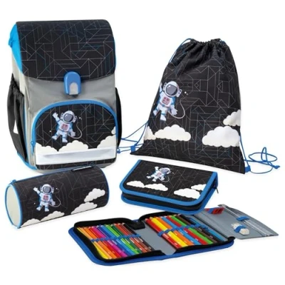 Abbildung von EBERHARD FABER 577653 EFAlino Schulranzen Set Astronaut, 4 teiliges mit Rucksack, Turnbeutel, Schlamperrolle und Federmäppchen