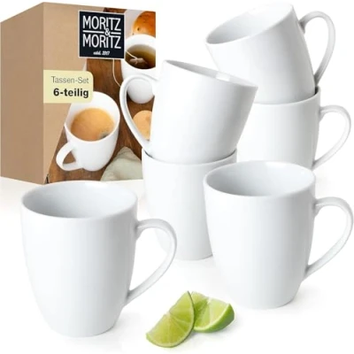 Abbildung von Moritz &amp; Tafelservice BASIC Kaffeetassen Set (6 tlg), 6 Personen, Porzellan, für Personen spülmaschinen und mikrowellengeeignet
