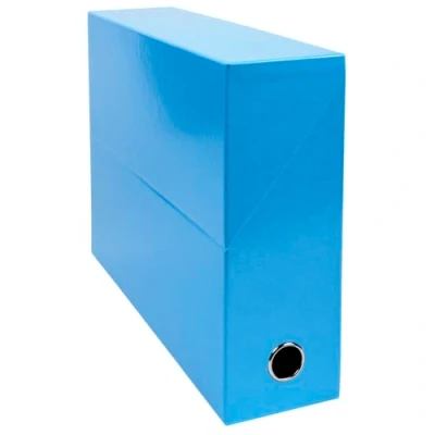 Abbildung von Exacompta 89927E 1 Iderama Transferbox aus durchgefärbtem Papier Rücken 90 mm Metallöse Für Format A4 Abmessungen 25,5 x 34 9 cm Farbe hellblau Wird montiert geliefert