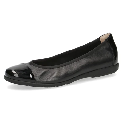 Abbildung von CAPRICE Damen Ballerinas aus Leder mit Lack, Schwarz (Black Comb), 39 EU