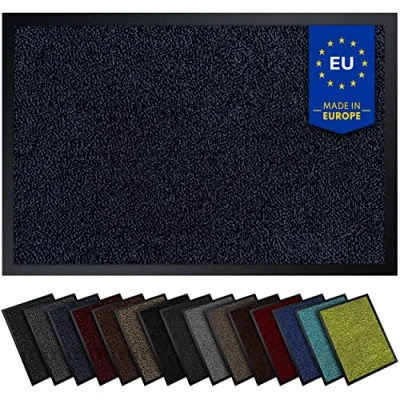 Abbildung von Gentle North Hochwertige Fußmatte blau schwarz 90x150 groß für Innen &amp; Außen Schmutzfangmatte rutschfest, waschbar wetterfest Fussmatte Eingangsbereich Aussenbereich Läufer Flur dünn