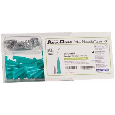 Abbildung von Accudose Needle Tubes 24GA 100 Kanülen, Stopfen
