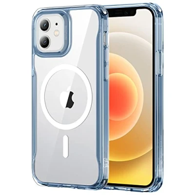Abbildung von ESR für iPhone 12 Hülle und Pro Hülle, Kompatibel mit MagSafe HaloLock, Hybrid Magnetisches Kabelloses Laden, Militärnorm Schutz, Kratzresistente Rückseite, Klares Blau
