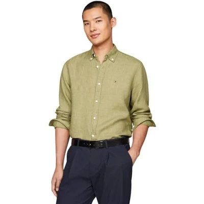 Abbildung von Tommy Hilfiger Pigment DYED Regular FIT Hemd, Herren, Größe: XS, Faded olive
