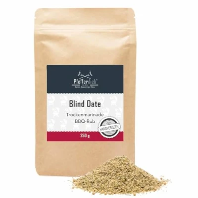 Abbildung von Blind Date BBQ Rub Gourmet Grillgewürz Trockenmarinade Premium Gewürzmischung für Schwein, Lamm, Fisch 250g Pfefferdieb®