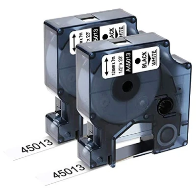 Abbildung von Upwinning Kompatibel mit Dymo D1 45013 Etikettenband 12mm x 7m S0720530 für LabelManager 160 LM280 500TS 420P 360D 100 200 210D, als Ersatz A45013 Schwarz auf Weiß Bänder, 2er Pack