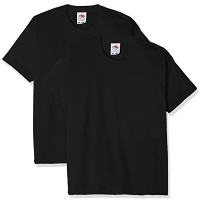 Abbildung von Fruit of the Loom Jungen Kids Valueweight Short Sleeve T 2 Pack Shirt, Schwarz (Schwarz Schwarz), 9 10 Years(Size:36) (2er Pack)