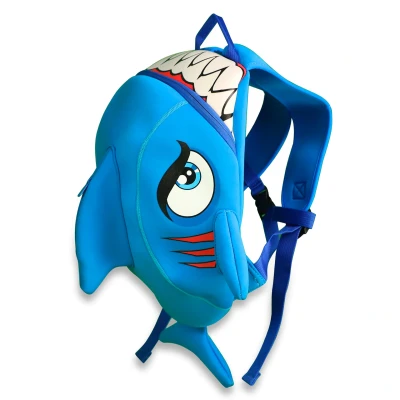 Abbildung von Crazy Safety Hai Rucksack Perfekt für Kita &amp; Ausflüge Leicht, leicht zu reinigen, Mädchen Jungen Blau