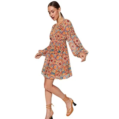 Abbildung von Trendyol Damen Mini Shift Regular Fit Gewebtes Kleid, Orange, 36