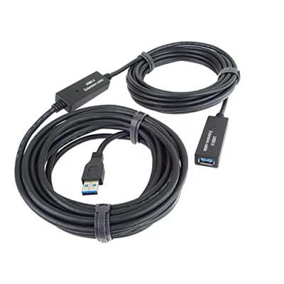 Abbildung von PremiumCord USB 3.0 Verlängerungskabel mit Repeater 20m, Datenkabel SuperSpeed bis zu 5Gbit/s, Ladekabel, Typ A Buchse auf Stecker, Farbe schwarz, Länge 20m ku3rep20