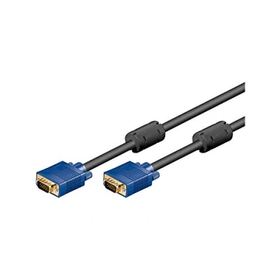 Abbildung von Goobay 93370 VGA auf Kabel 5m / Monitorkabel Full HD SVGA Bildschirmkabel Stecker 15 polig vergoldet 2x Ferritkern Monitor Blau 5 Meter