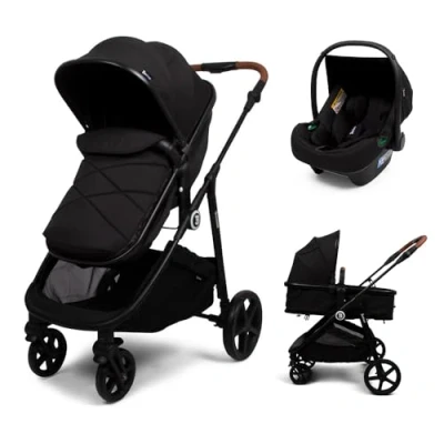 Abbildung von Baninni 3 in 1 Kinderwagen mit Multi Stands und Autositz Nelia, Schwarz