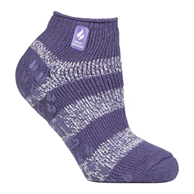 Abbildung von HEAT HOLDERS Niedrig geschnittene Damen Slipper Socken mit rutschfester Gummisohle, Mulberry Purple White Valencia, 4 7