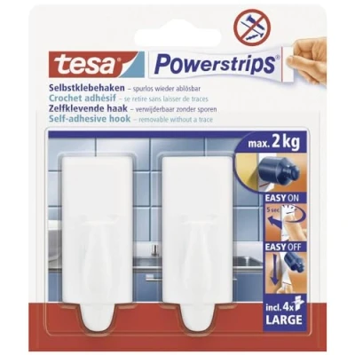 Abbildung von 6 x Tesa Powerstrips Haken Large Trend weiß VE=2 Stück