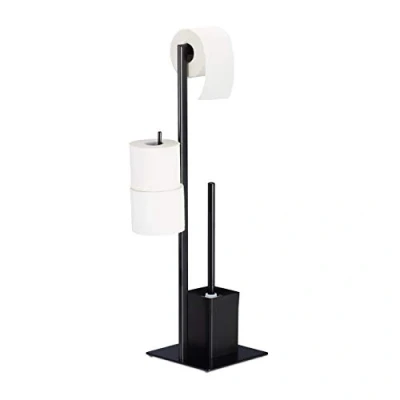 Abbildung von relaxdays Badezimmer Set WC Garnitur in Schwarz