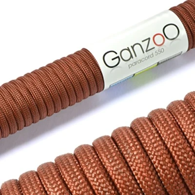 Abbildung von Ganzoo Paracord 550 Seil Dunkel Braun 4mm Schnur Typ 3, Nylon &amp; Polyester, ideal für Basteln von Hundeleine Halsband Armband/Camping Survival und Outdoor 15 Meter Allzweckseil 7 Innenstränge