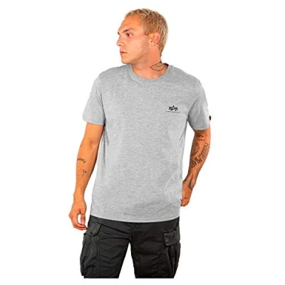 Abbildung von Alpha Industries Small LOGO Tshirt print, Herren, Größe: Medium, Grey heather