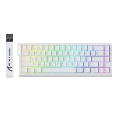 Abbildung von ATTACK SHARK X68 HE 8000Hz Rapid Trigger Tastatur, 0,01mm RT Genauigkeit, Kabelgebundene RGB 60% Gaming Tastatur mit Magnetic Switches, Einstellbare Betätigung, Snap Tap, für PC/Mac, Weiße Konturen