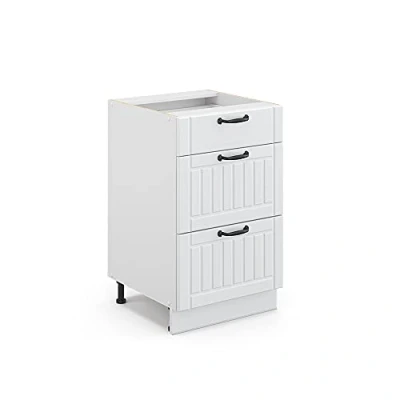 Abbildung von Vicco Unterschrank Fame Line, Weiß Landhaus/Weiß, 50 cm ohne Arbeitsplatte