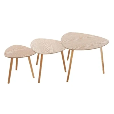 Abbildung von Atmosphera Set aus 3 Couchtischen Mileo Naturholz Beige