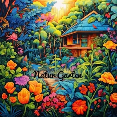 Abbildung von Garten Malbuch für Erwachsene: Blumen, Bäume, Häuser und mehr Natur (Natur Malbücher schöne atemberaubende Landschaften gemütliche Häuser)