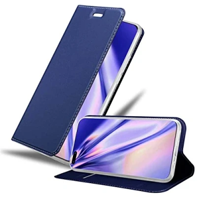 Abbildung von Cadorabo Hülle kompatibel mit Huawei P40 PRO / PRO+ aus Kunst Leder Flip Klappbare Stoßfeste Magnetische [Standfunktion] [Kartenfächern] Cover für Tasche in Blau