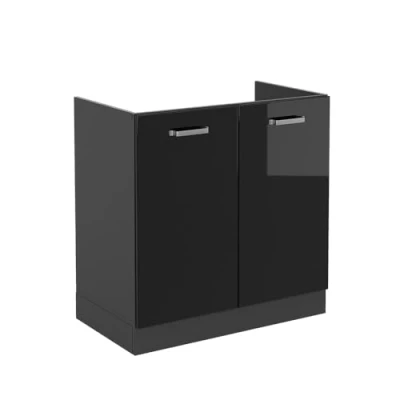 Abbildung von Vicco Spülenunterschrank R Line, Schwarz Hochglanz/Anthrazit, 80 cm ohne Arbeitsplatte