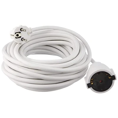 Abbildung von Meister Schutzkontakt Verlängerung 10 m Kabel weiß Kunststoffleitung IP20 Innenbereich / Kupplung mit Berührungsschutz Schuko 7432910, Buchse auf Stecker