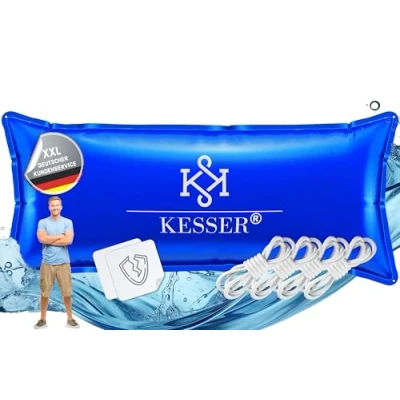 Abbildung von KESSER® Poolkissen Winter 200cm x 400cm Poolabdeckung mit Doppelnaht Whirpools Luftkissen Pool Abdeckung Überwinterung Einbaupools PVC wasserdicht &amp; UV beständig 4X Seile