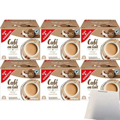 Abbildung von G&amp;G Cafe au lait Kaffeekapseln geeignet für Nescafe Dolce Gusto 6er Pack (6x16 Portionen) + usy Block