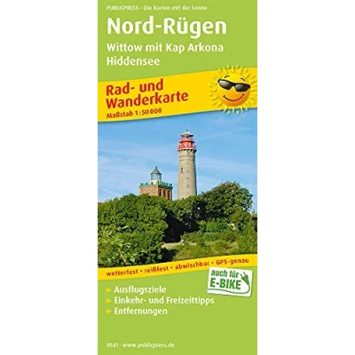 Abbildung von Nord Rügen, Wittow mit Kap Arkona, Hiddensee: Rad und Wanderkarte Ausflugszielen, Einkehr &amp; Freizeittipps, wetterfest, reißfest, abwischbar, GPS genau. 1:50000 (Rad Wanderkarte: RuWK)