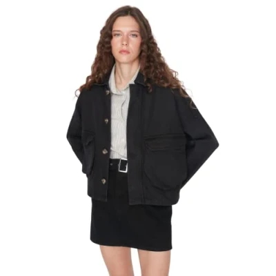 Abbildung von Trendyol Damen Regular Standard Plain Denim Jacke Coat, Schwarz, S EU