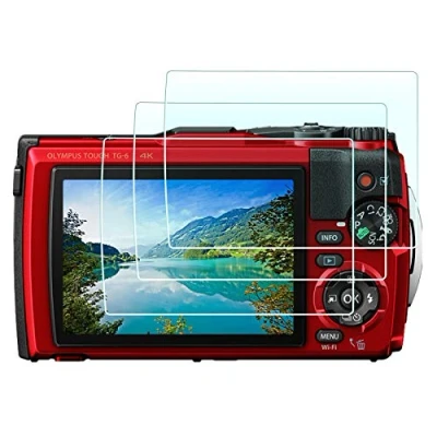 Abbildung von HUIPUXIANG TG6 TG5 Displayschutz Displayschutzfolie für Olympus TG 6 5 wasserdichte Kamera, 0,3 mm, High Definition, 9H Härte, optisches LCD Glas, Premium Schutzabdeckung [3 Stück]