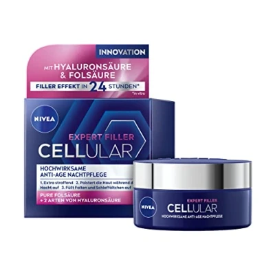 Abbildung von NIVEA Cellular Expert Filler Hochwirksame Anti Age Nachtpflege (50 ml), extra straffende Nachtcreme mit Auffüllungseffekt, aufpolsternde Falten Creme für die Nacht