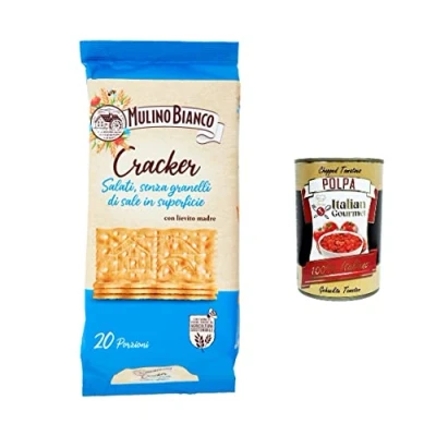 Abbildung von 6x Mulino Bianco ungesalzene Cracker mit nachhaltigem Mehl 500 g + Italian gourmet polpa 400g
